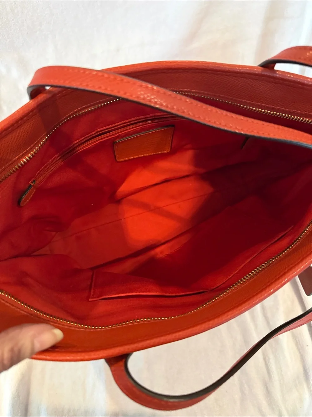 Coach Redish/Orange Leather Everyday Tote with Double Straps